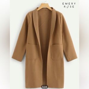 EMERY ROSE Shawl Collar Dual Pockets Overcoat